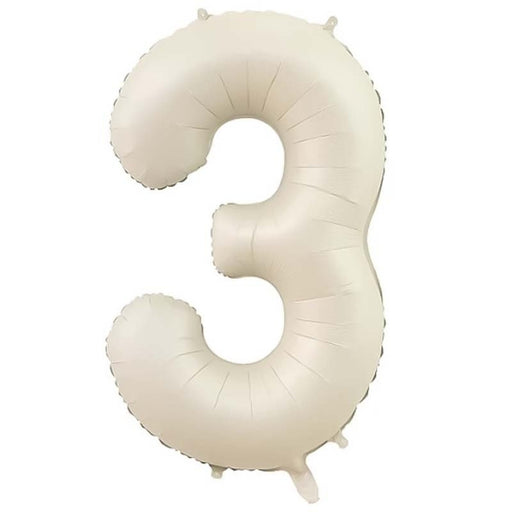 Folie Cijferballon 3 Nude Wit – 86 cm