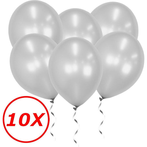10 metallic zilver latex ballonnen van 34 cm