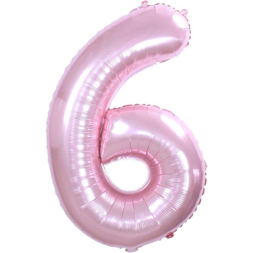 Cijferballon 6 roze - 36 cm