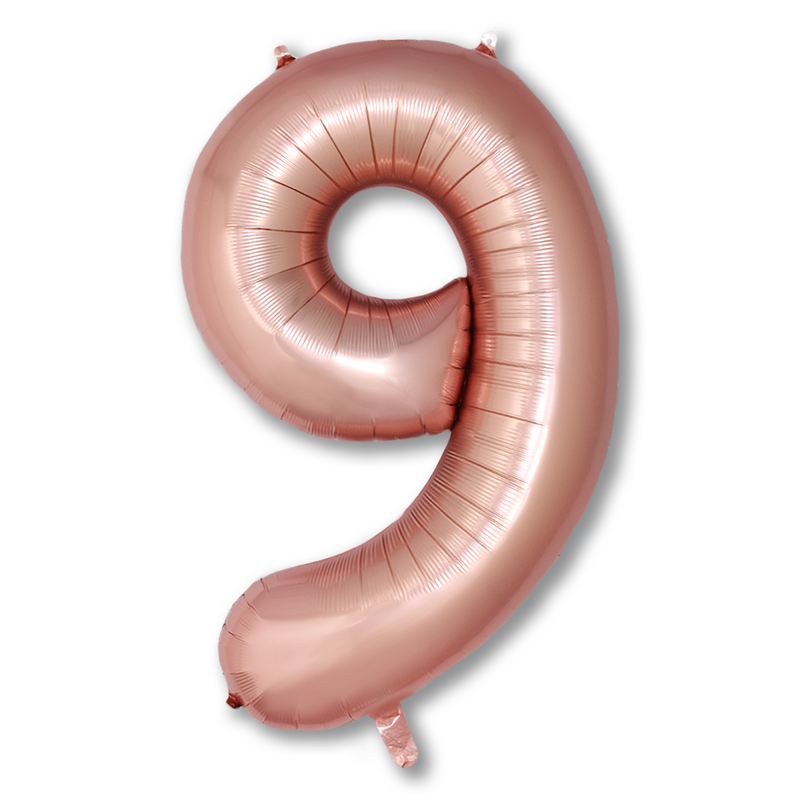 Cijferballon 9 roségoud - 86 cm