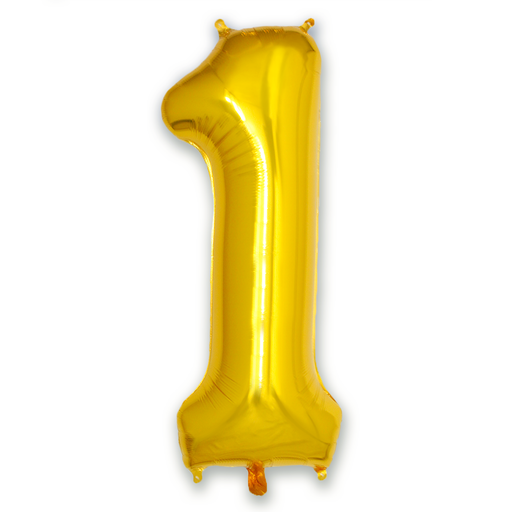 Cijferballon 1 goud - 86 cm