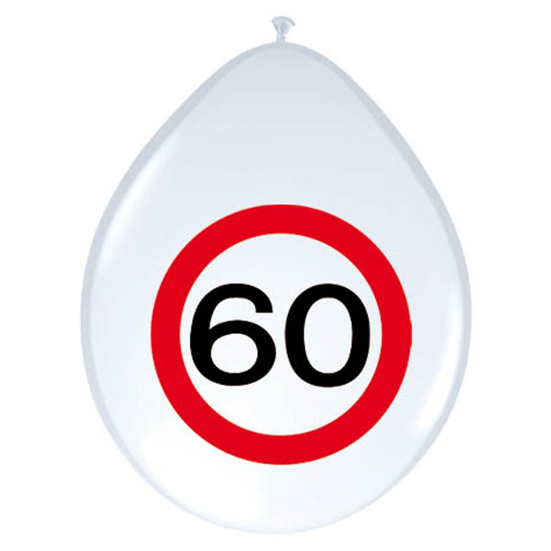 Latex Ballonnen Verkeersbord 60 Jaar – 8 Stuks