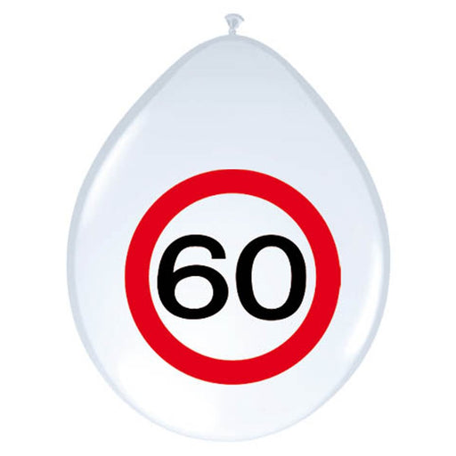 Latex Ballonnen Verkeersbord 60 Jaar – 8 Stuks