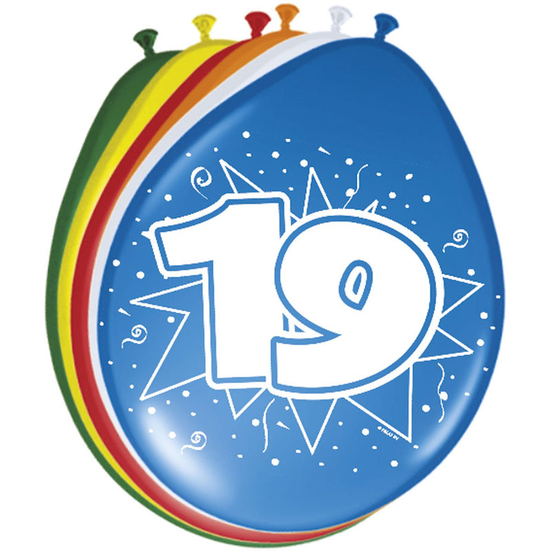 Latex Ballonnen 19 Jaar Multicolor – 8 Stuks