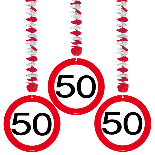 Swirl Hangdecoratie Verkeersbord 50 Jaar – 3 Stuks