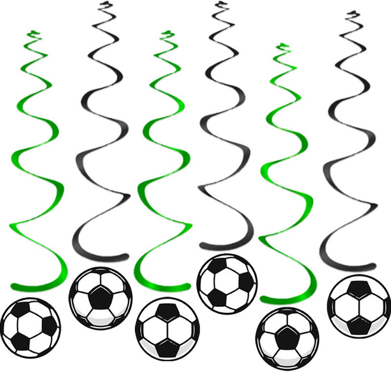 Hangdecoratie Voetballen groen/zwart – 6 stuks – 55 cm