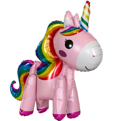 Folieballon Staande Eenhoorn Roze - 55 cm