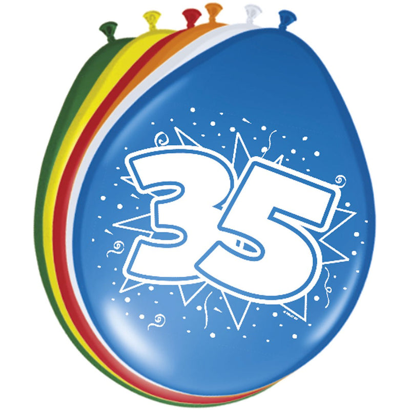 Latex Ballonnen 35 Jaar Multicolor – 8 Stuks