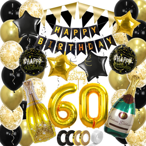 Feestpakket 60 Jaar Goud/Zwart – 60-Delig