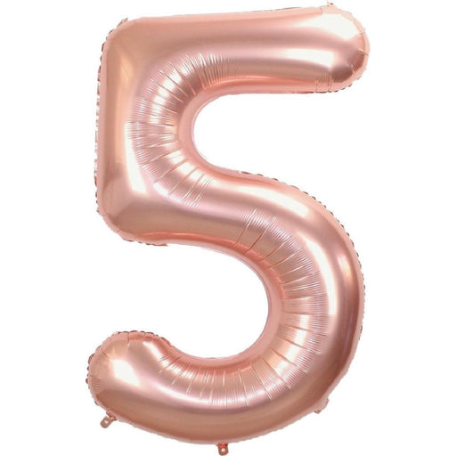Cijferballon 5 roségoud - 36 cm