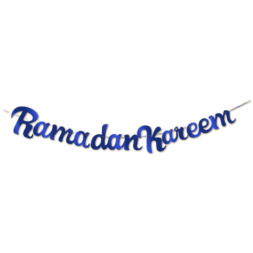 Letterslinger Ramadan Kareem blauw/goud – 100 cm