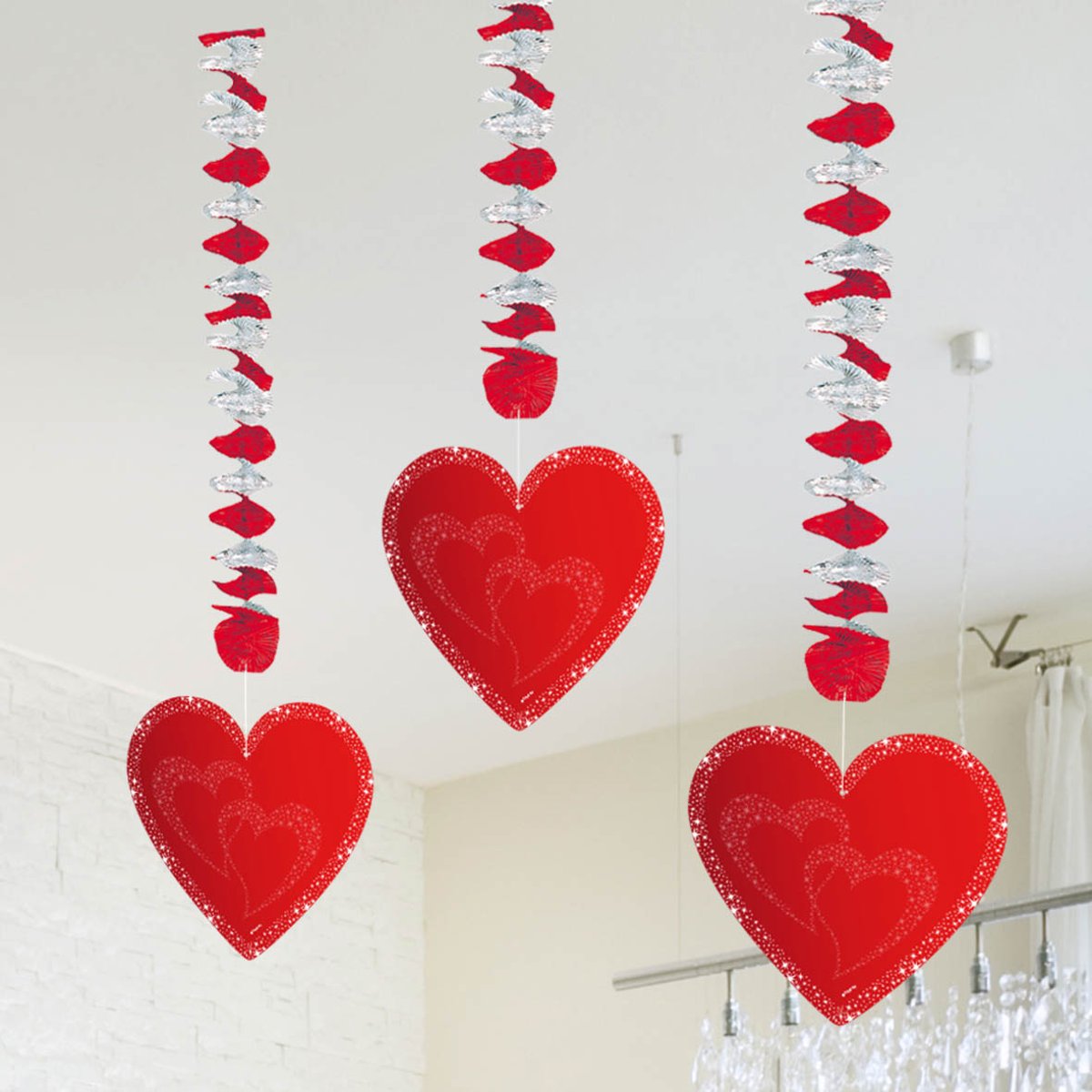 Swirl Hangdecoratie Rode Hartjes – 3 Stuks
