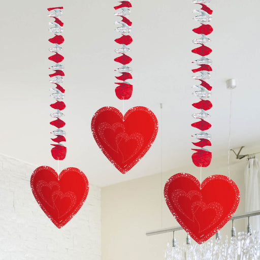 Swirl Hangdecoratie Rode Hartjes – 3 Stuks