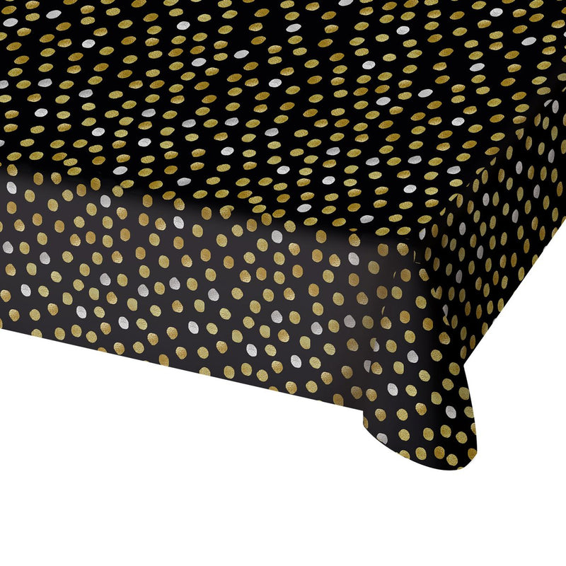 Tafelkleed Zwart/Goud Met Confetti