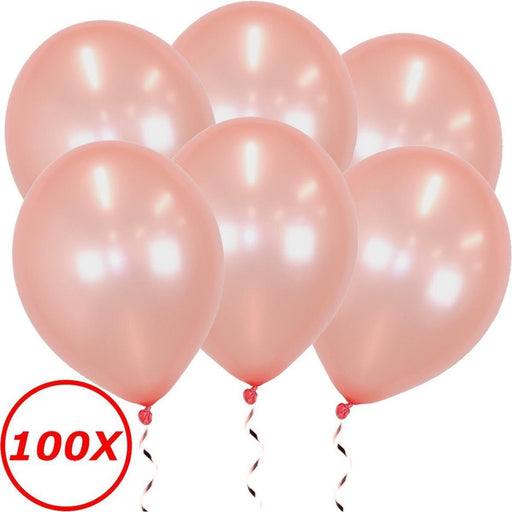 100 metallic roségoud latex ballonnen van 34 cm