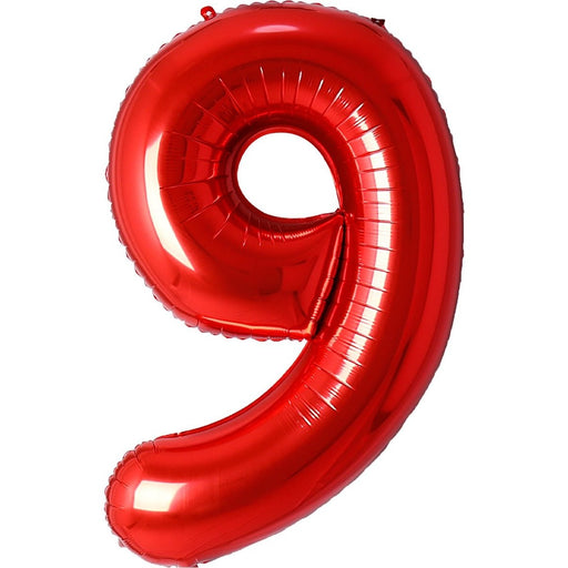 Folie Cijferballon 9 Rood – 36 cm
