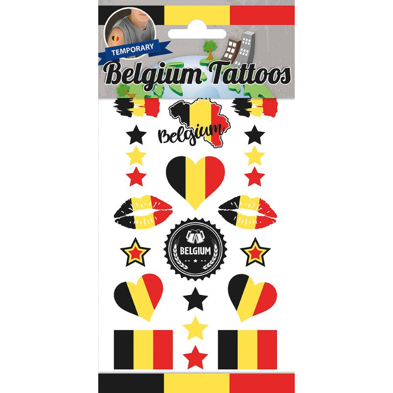 België Plaktattoos Zwart/Geel/Rood