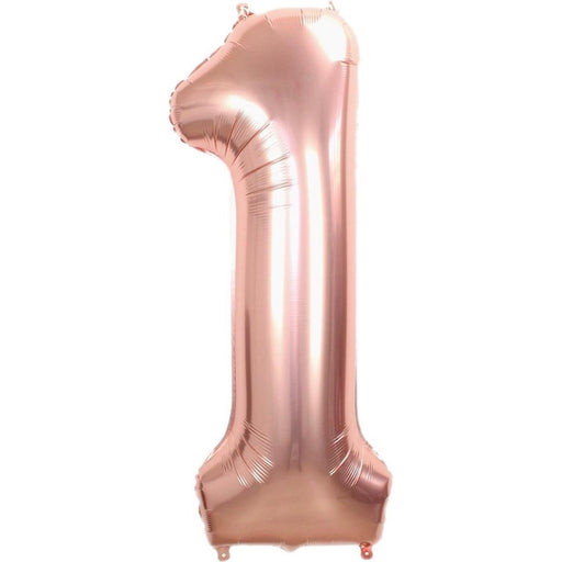 Cijferballon 1 roségoud - 70 cm