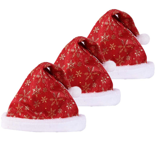 Kerstmutsen Sterren Rood/Goud - 3 Stuks