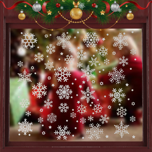 Kerst Raamstickers Sneeuwvlokken wit – 110 stuks