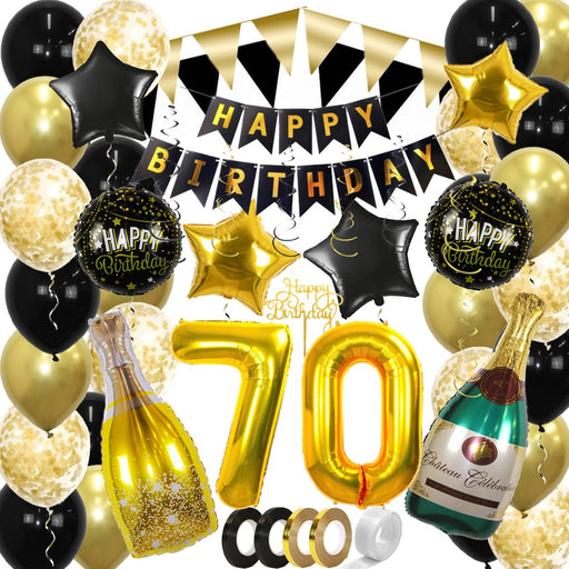 Feestpakket 70 Jaar Goud/Zwart – 60-Delig