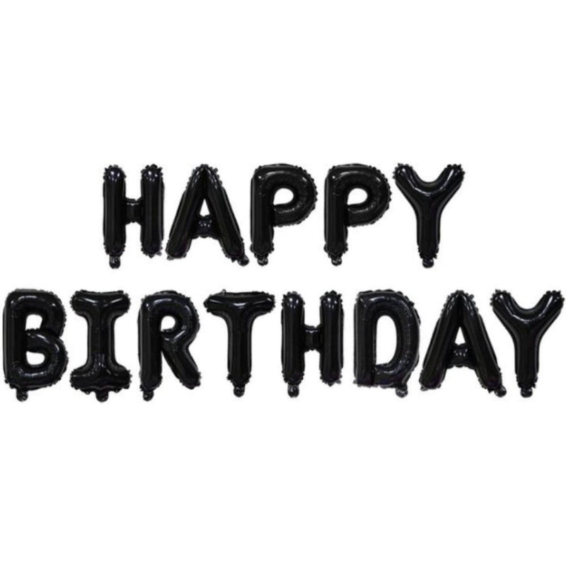 Folieballon Happy Birthday Zwart 36 cm
