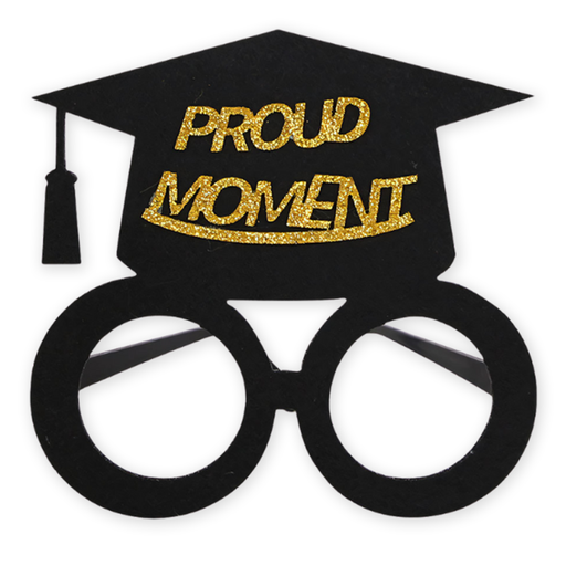 Afstudeerbril Proud Moment zwart/goud – 17 x 12 cm