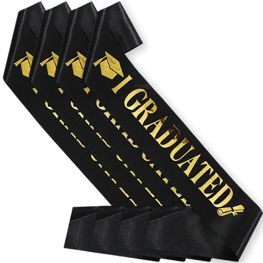 Afstudeersjerp Graduated zwart/goud – 4 stuks – 80 cm