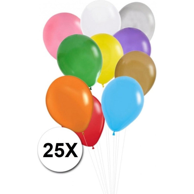 Kleurenmix van 25 latex ballonnen
