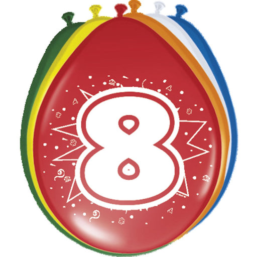 Latex Ballonnen 8 Jaar Multicolor – 8 Stuks