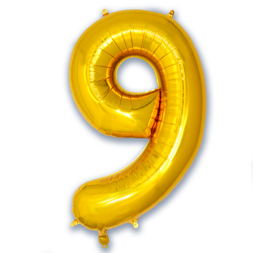 Cijferballon 9 goud - 86 cm