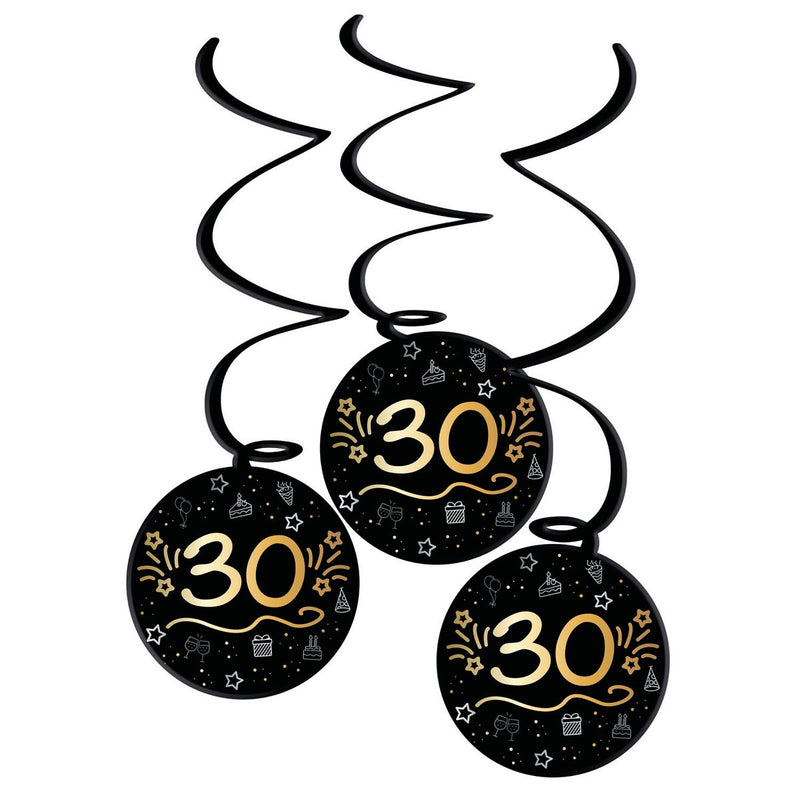 Shining Glam Hangdecoratie 30 Jaar – 3 Stuks