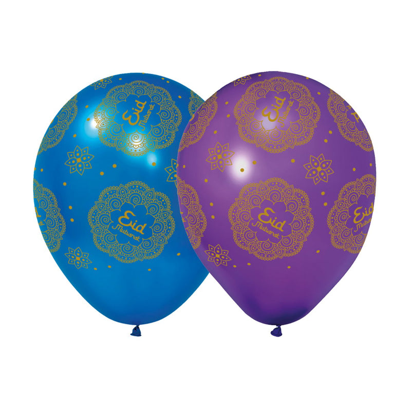 Eid Mubarak Latex Ballonnen Blauw/Paars