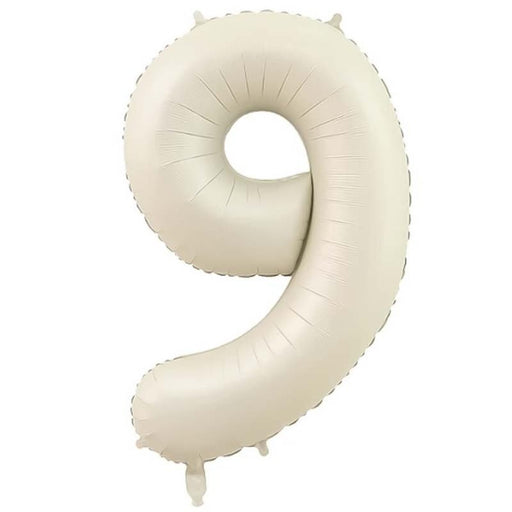 Folie Cijferballon 9 Nude Wit – 86 cm
