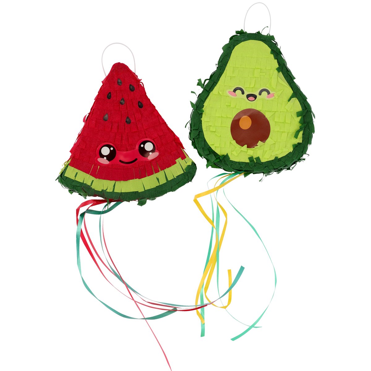 Kawaii Party Mini Piñata Set Avocado & Watermeloen – 2 Stuks