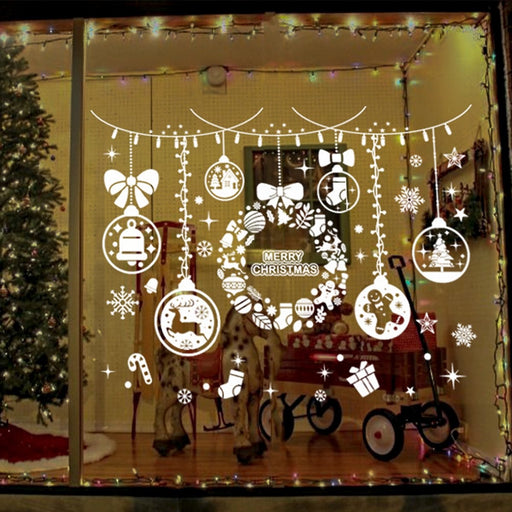 Kerst Raamstickers Kerstkrans Wit – 114 Stuks