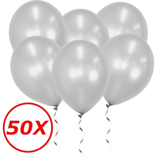 50 metallic zilver latex ballonnen van 34 cm