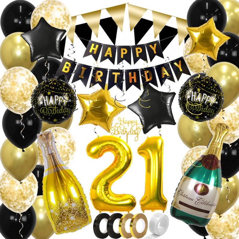 Feestpakket 21 Jaar Goud/Zwart – 60-Delig