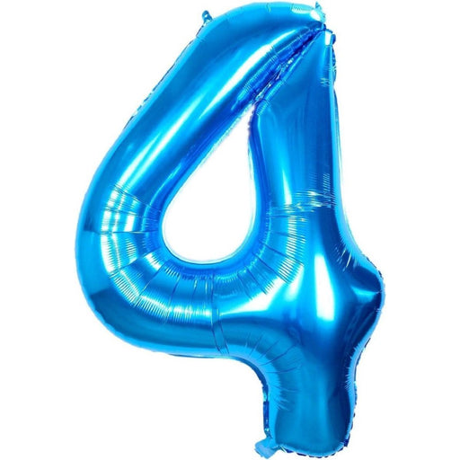 Cijferballon 4 blauw - 36 cm