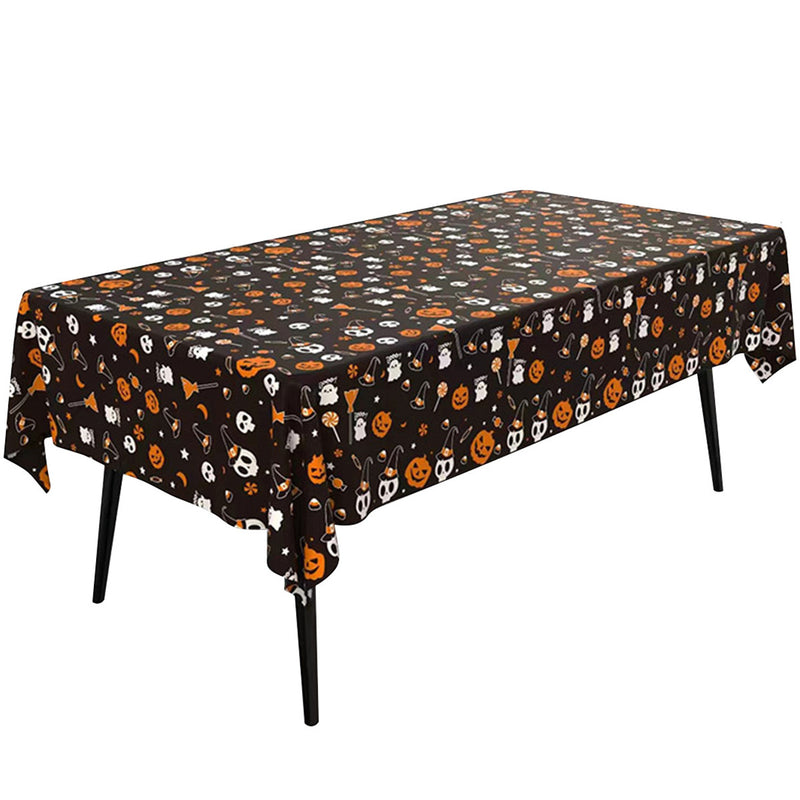 Tafelkleed Halloween Doodshoofden Zwart/Oranje - 187 x 137 cm