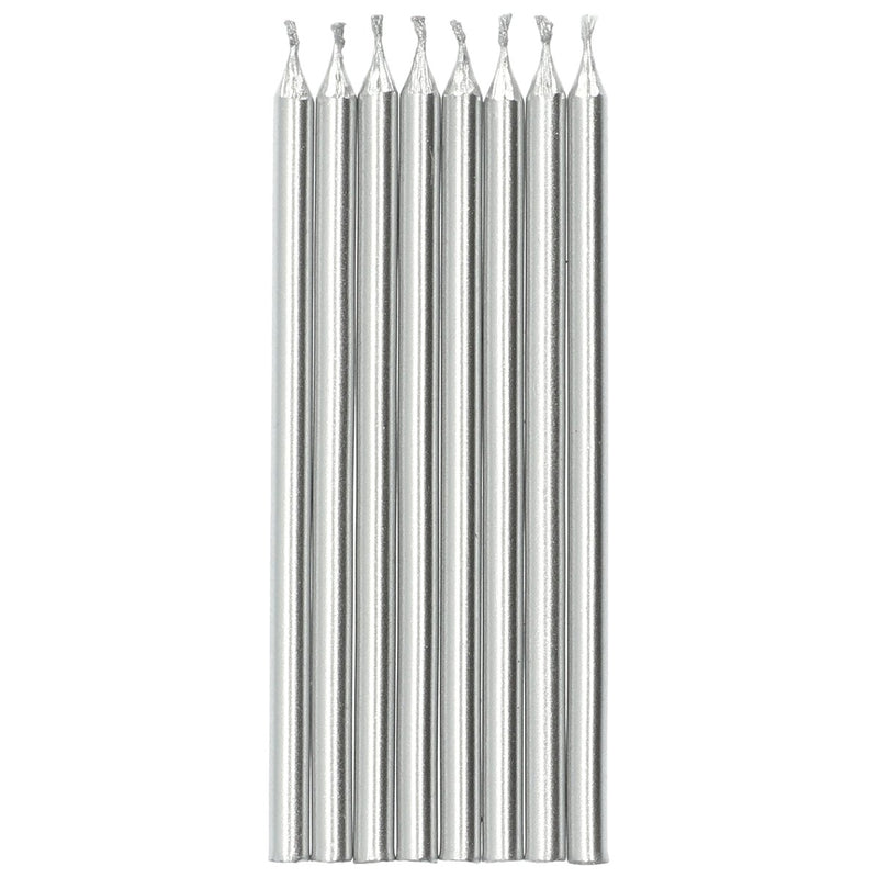 Taartkaarsjes Zilver – 10 cm – 24 Stuks