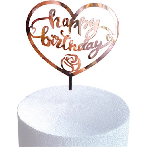 Taarttopper Happy Birthday Roségoud – Hart
