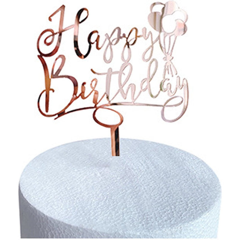 Taarttopper Happy Birthday Roségoud – Ballonnen