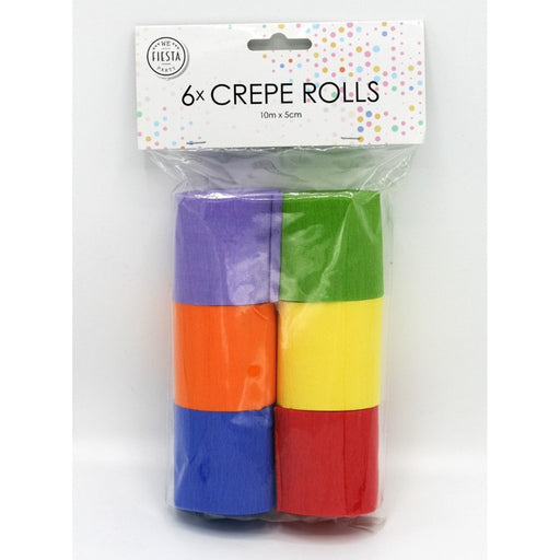 Crêpepapier Rollen Multicolor 5 cm × 10 m – 6 Stuks