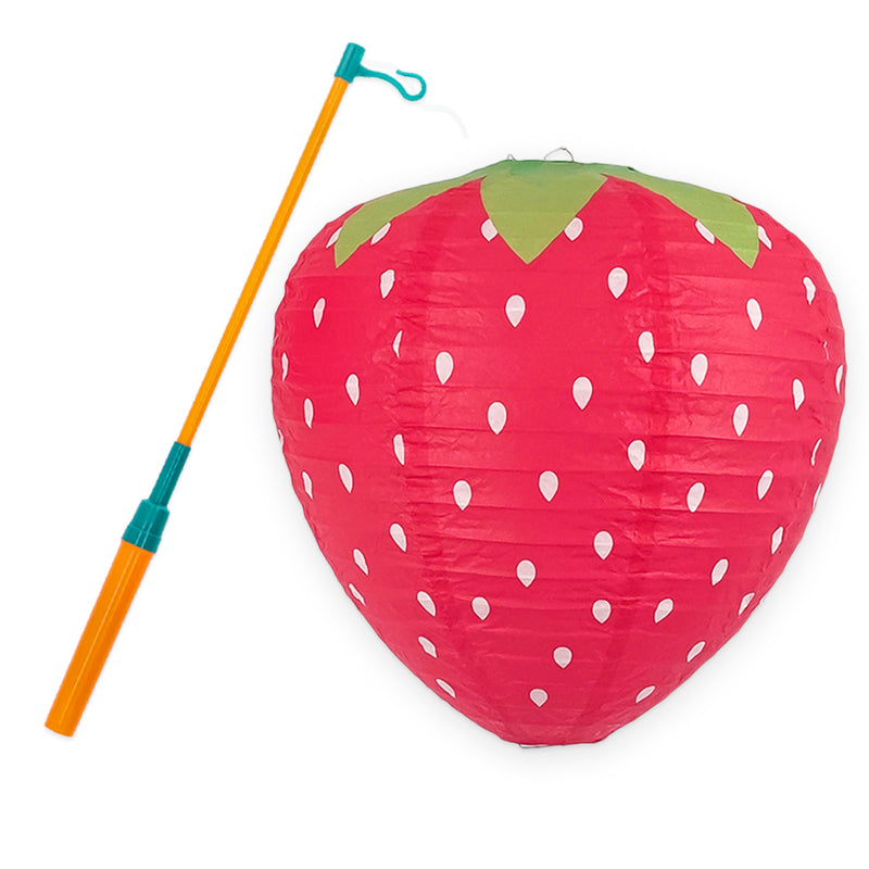 Lampion Aardbei rood met lampionstok – 30 cm