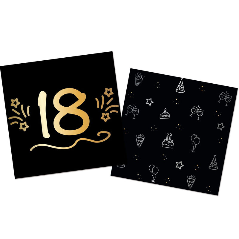 Shining Glam Servetten 18 Jaar – 16 Stuks