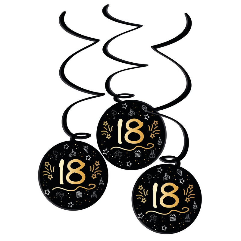 Shining Glam Hangdecoratie 18 Jaar – 3 Stuks
