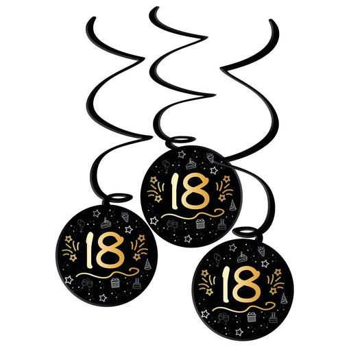 Shining Glam Hangdecoratie 18 Jaar – 3 Stuks