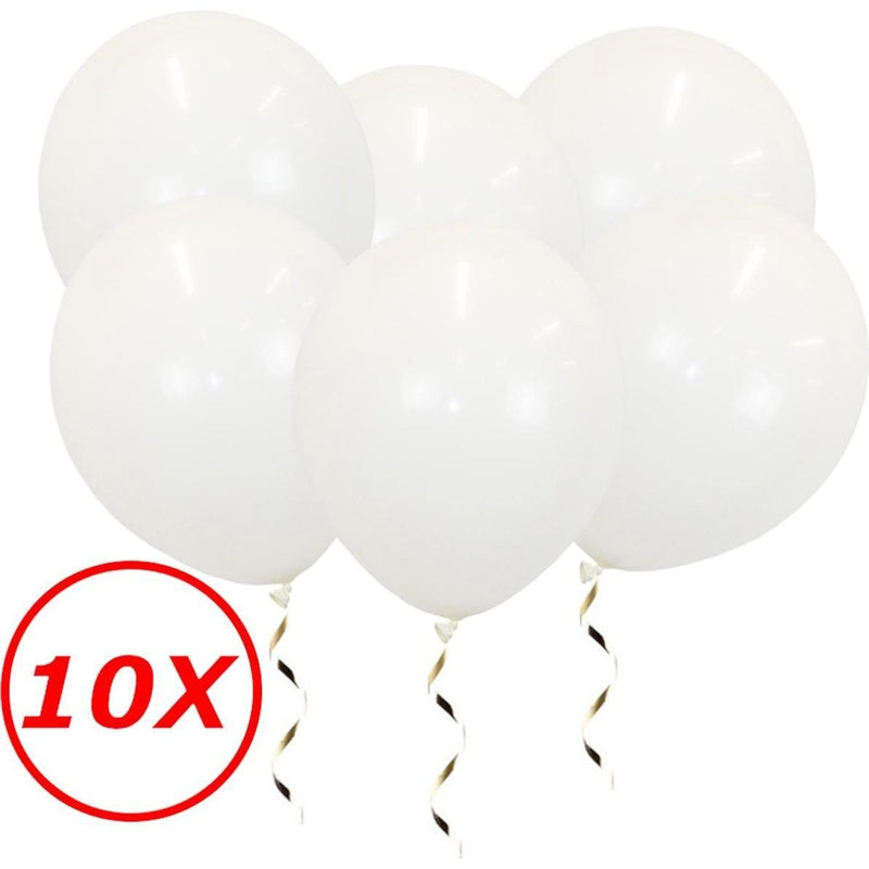 10 wit latex ballonnen van 34 cm