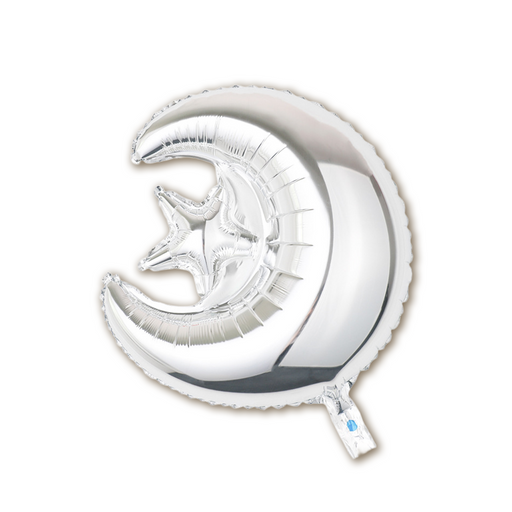 Folieballon Halve Maan met ster zilver – 57 x 47 cm